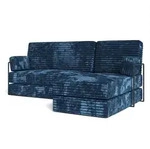 ECKSOFA NOTIA modulares Boneless Sofa mit Schlaffunktion Blau Kordstoff