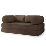 BETTSOFA ALVIO aus Schaumstoff Kordstoff Braun Schlaffunktion