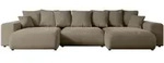 WOHNLANDSCHAFT mit Schlaffunktion ESKAR-U -364x176x72cm Braun Velours
