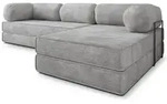 ECKSOFA ETERA modulares Boneless Sofa mit Schlaffunktion Hellgrau Kordstoff