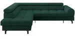 ECKSOFA mit Schlaffunktion Ottomane Links LUMA-L 272x203x70 Gr&uuml;n Velours