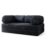 BETTSOFA ALVIO aus Schaumstoff Kordstoff Schwarz Schlaffunktion