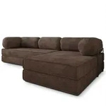 ECKSOFA ETERA modulares Boneless Sofa mit Schlaffunktion Braun Kordstoff