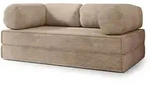 BETTSOFA ALVIO aus Schaumstoff Kordstoff Beige Schlaffunktion