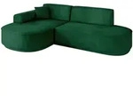 ECKSOFA Ottomane Links MARI-L1-v3 - 243x171x83 cm Dunkelgr&uuml;n Velours