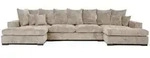 WOHNLANDSCHAFT Dahlia mit Schlaffunktion und Bettkasten in U-Form - Beige Chenille