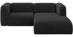 ECKSOFA Ottomane Rechts MIRA-L1 227x179x89 Schwarz Velours