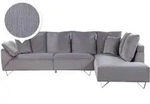 ECKSOFA Cord Grau rechtsseitig Lunner
