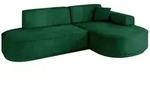 ECKSOFA Ottomane Rechts MARI-L1-v3 - 243x171x83 cm Dunkelgr&uuml;n Velours