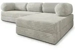 ECKSOFA ETERA modulares Boneless Sofa mit Schlaffunktion Hellgrau Kordstoff