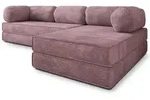 ECKSOFA ETERA modulares Boneless Sofa mit Schlaffunktion Lila Kordstoff