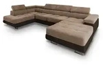 WOHNLANDSCHAFT CASONE L-S Beige Velours-Stoff mit Schlaffunktion
