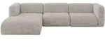 ECKSOFA Ottomane Links MIRA-L2 318x179x89 Hellgrau Velours