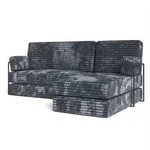ECKSOFA NOTIA modulares Boneless Sofa mit Schlaffunktion Grau Kordstoff