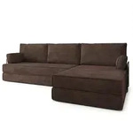 ECKSOFA ANKO modulares Boneless Sofa mit Schlaffunktion Braun Kordstoff