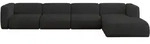 ECKSOFA Ottomane Rechts MIRA-L3 409x179x70 Schwarz Velours