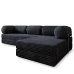 ECKSOFA ETERA modulares Boneless Sofa mit Schlaffunktion Schwarz Kordstoff