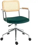 B&Uuml;ROSTUHL, Schreibtischstuhl mit Rattanoptik, Wippfunktion f&uuml;r Home Office, Gr&uuml;n