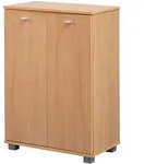 SCHUHSCHRANK Holz mit 4 F&auml;chern und 2 T&uuml;ren, Braun 60x35x90 cm