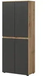 MEHRZWECKSCHRANK grau, Evoke Eiche 70 x 175 cm, Stauraumschrank 4-t&uuml;rig mit 9