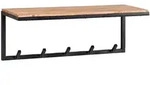 WANDGARDEROBE Akazie Massivholz Metall Modern 70x27x30 cm mit Hakenleiste und Ablage