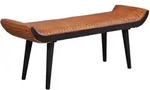 SITZBANK &ndash; Echtleder/Holz, 125x51x38 cm, Modern