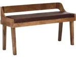 SITZBANK &ndash; Leder/Massivholz, 108x63x43 cm, Braun, mit Lehne