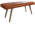SITZBANK &ndash; Ziegenleder/Massivholz, 117x51x38 cm, Braun, ohne Lehne