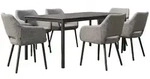 GARTEN-ESSGRUPPE AMUR 7ER SET Grau Flachgewebe, Keramik