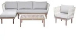 LOUNGE-SET mit Tisch 4-Sitzer Akazienholz rechtsseitig Braun/Grau Cremona