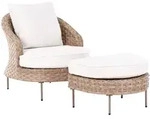 GARTENSESSEL mit Ottomane Polyrattan Braun Arcille