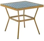 BISTROTISCH Outdoor 80 cm 80 cm Polyrattan Blau/Wei&szlig; Caspri