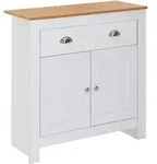 SIDEBOARD &ndash; Wei&szlig;/Eiche, 79x81x34,5 cm, 2 Schubladen, T&uuml;ren