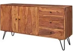 SIDEBOARD &ndash; Massivholz, 145x75x40 cm, Landhausstil, 3 Schubladen, 2 T&uuml;ren