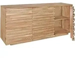 SIDEBOARD &ndash; Akazie Massivholz, 160x75x43 cm, Baumkante, mit Schubladen und T&uuml;ren,