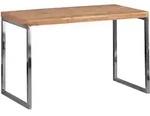 SCHREIBTISCH Massivholz Metallbeine Landhausstil GUNA, Akazie 60x120x76 cm