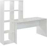 SCHREIBTISCH &ndash; Wei&szlig;, 170x59x143,5 cm, mit Regal, 6 Ablagen, modern, Homeoffice