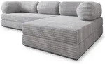 ECKSOFA ETERA modulares Boneless Sofa mit Schlaffunktion Hellgrau Kordstoff