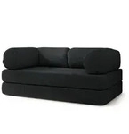 BETTSOFA EIREN aus Schaumstoff Bucle-Stoff Schwarz Schlaffunktion