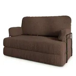 BETTSOFA KESTE aus Schaumstoff Bucle-Stoff Braun Schlaffunktion