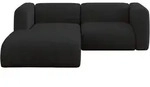 ECKSOFA Ottomane Links MIRA-L1 227x179x89 Schwarz Velours
