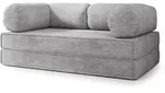 BETTSOFA ALVIO aus Schaumstoff Cordstoff Hellgrau Schlaffunktion