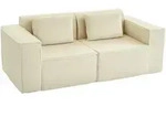 3-SITZER SOFA 202 cm Cloud-Couch ohne Gestell mit 2 Lendenkissen Beige