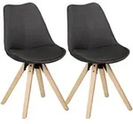 ESSZIMMERSTUHL 2er Set Stoffbezug mit Holzgestell R&uuml;ckenlehne Retro gepolstert,