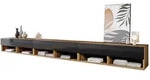 TV-Lowboard B: 300 cm Eiche Wotan/ Schwarz hochglanz