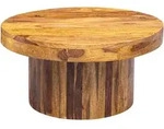 COUCHTISCH rund aus Massivholz in Braun, 60x30x60 cm