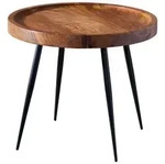 BEISTELLTISCH &ndash; Massivholz, Metall, 46x40x46 cm, Industrial Stil
