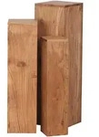 BEISTELLTISCH 3er Set Massivholz Quadratisch Modern S&auml;ulenform, Akazie 24x24x85 cm