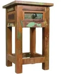 BEISTELLTISCH &ndash; Massivholz, Shabby Chic, mit Schublade, 30x30x50 cm