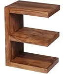 BEISTELLTISCH Massivholz E Cube Landhausstil Design MUMBAI, Dunkelbraun 30x45x60 cm